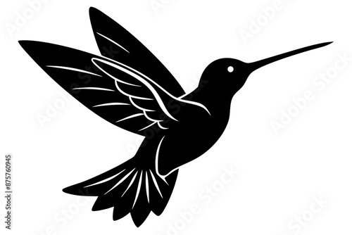 a black hummingbird iconn silhouette vector on white background