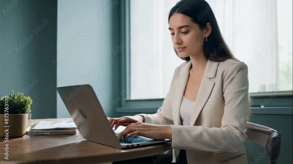 young businesswoman manages business from home on remotely, freelancer using a laptop sit kitchen table on self-quarantine, work on personal growth, applies for online courses to learn new skills