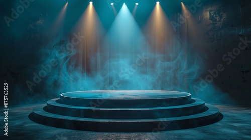 Wallpaper Mural Dark Stage with Smoke and Spotlights Torontodigital.ca