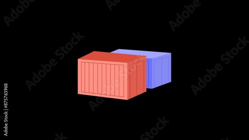 container animation with looping , 4k resolution, and Alpha Channel. flat illustration hand drawn style