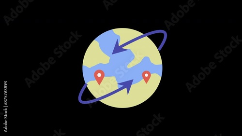 destination animation with looping , 4k resolution, and Alpha Channel. flat illustration hand drawn style