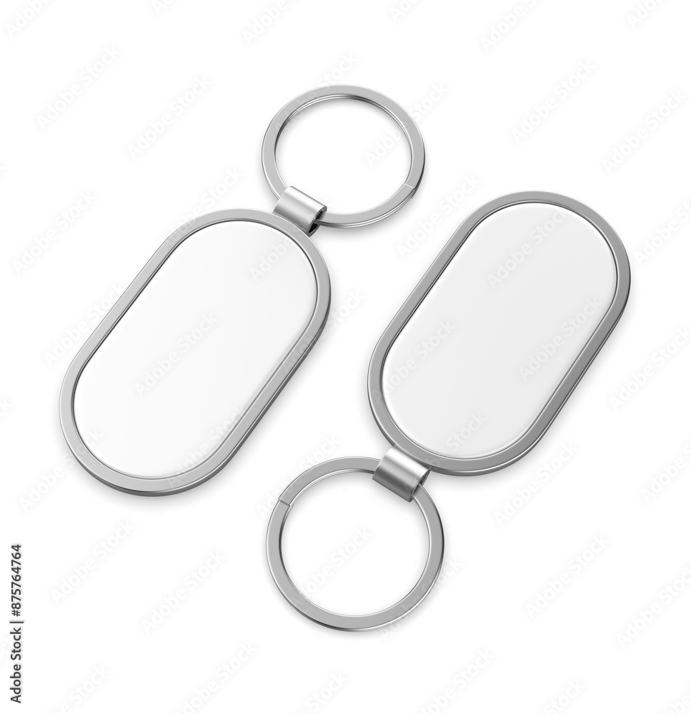 Blank pendant key chain template mockup 3d render illustration.