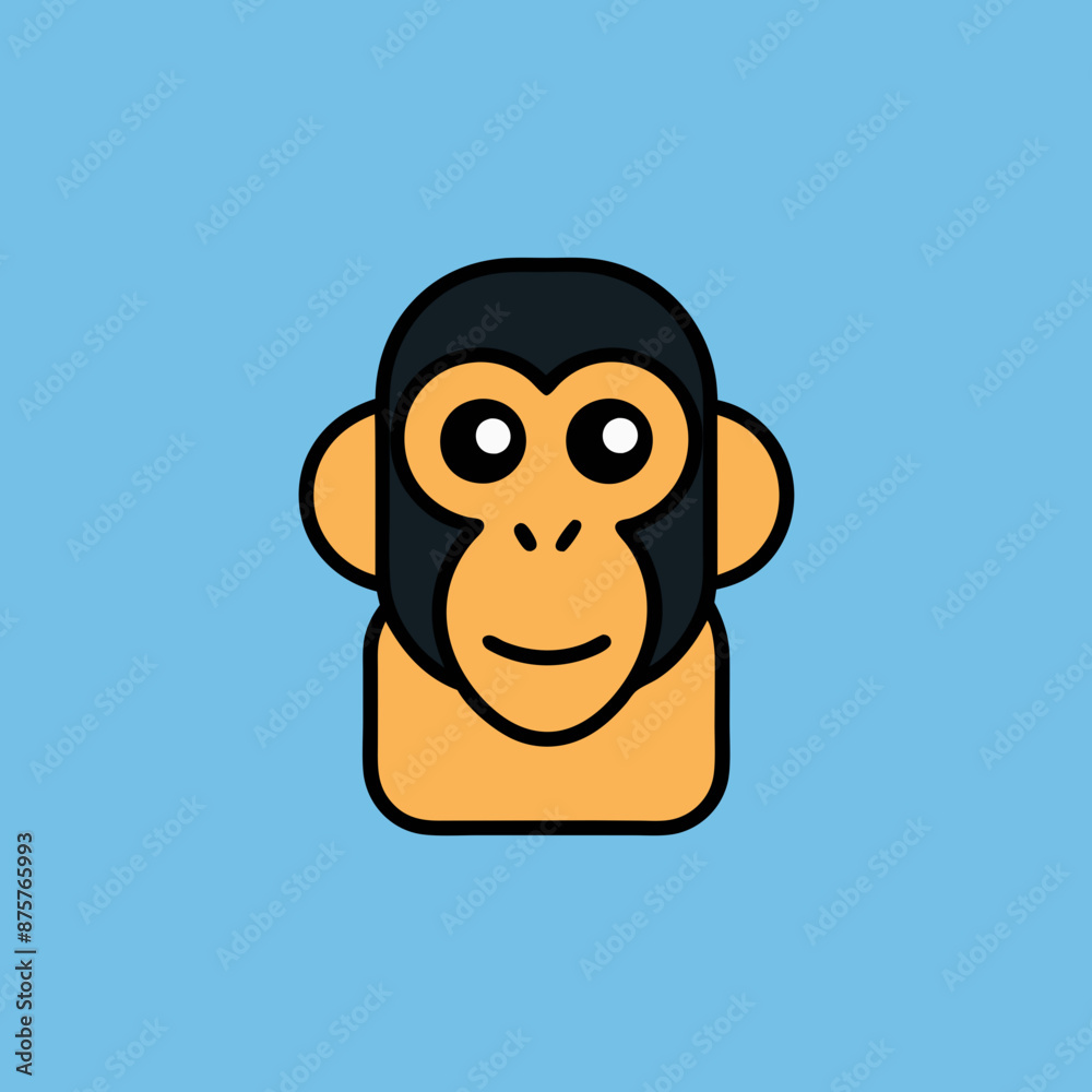 De Brazzas Monkey goes icon vector art illustration