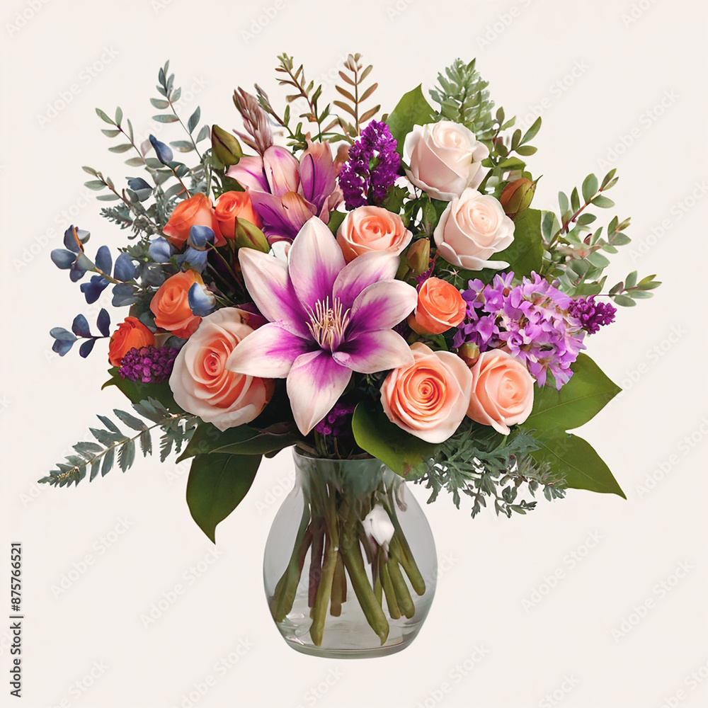 Obraz premium Flower background, colorful rose flower floral background design, flower bouquet 