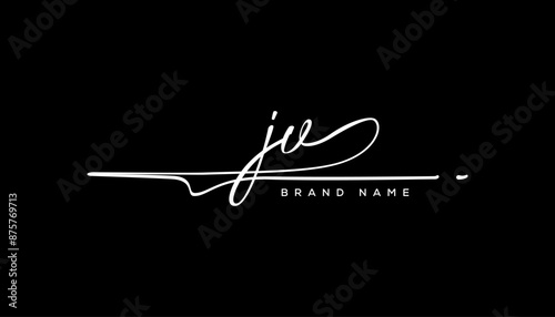 JV letter beauty handwriting vector logo. 