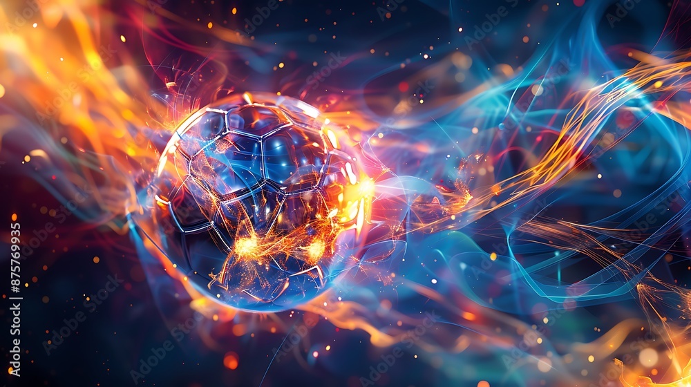 Fototapeta premium Soccer Ball on Fire and Ice