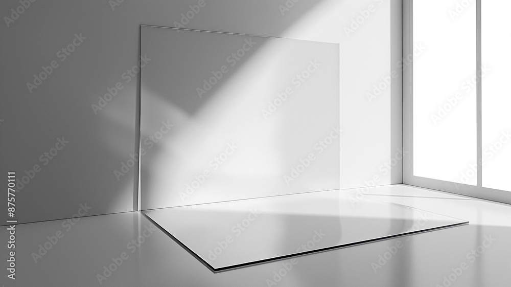 White room with window and platform White room with window and platform