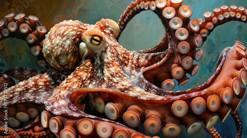 Colorful Tentacles and Suckers of Giant Pacific Octopus