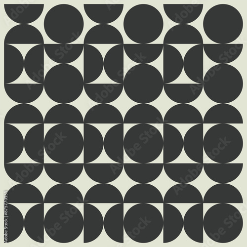 Bauhaus geometric pattern background, vector abstract circle, triangle and square lines art. Yellow, blue, red and green color, trendy Bauhaus pattern backgrounds set
