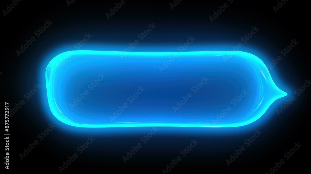 Trendy neon blue speech bubble icon with glowing message on transparent background. Trendy neon blue speech bubble icon with glowing message on transparent background.