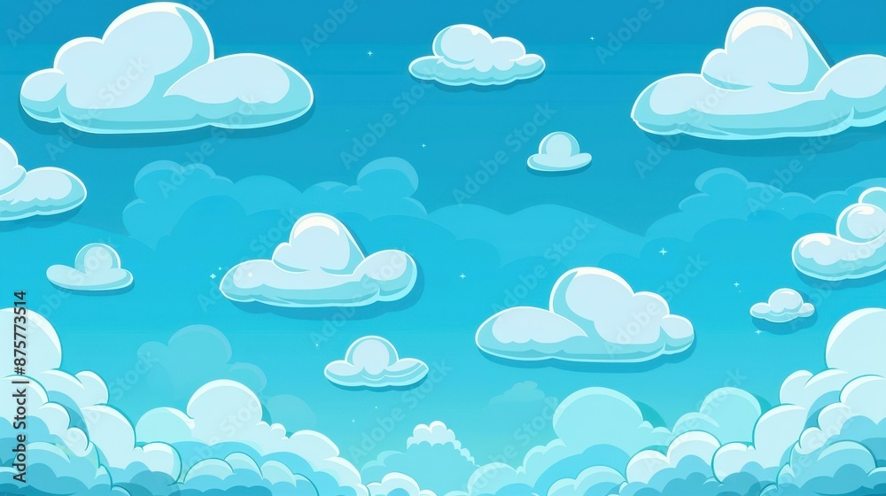 Captivating vector illustration of a serene blue sky dotted with adorable clouds. Captivating vector illustration of a serene blue sky dotted with adorable clouds.