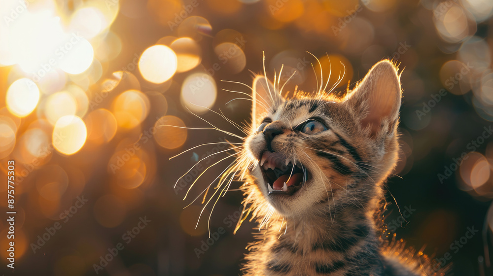 Playful Kitten with Mouth Open and Visible Teeth Playful Kitten with Mouth Open and Visible Teeth