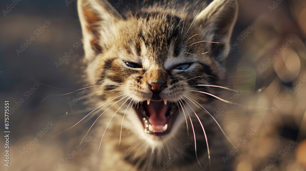 Playful Kitten with Mouth Open and Visible Teeth Playful Kitten with Mouth Open and Visible Teeth