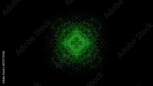 緑色のくらげのようなデジタル背景（VJループ映像）