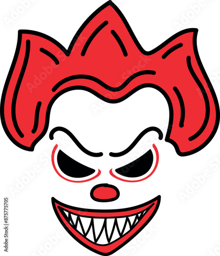 Scary clown face. Halloween scary face vector