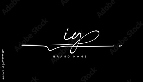 IY letter beauty handwriting vector logo.  photo