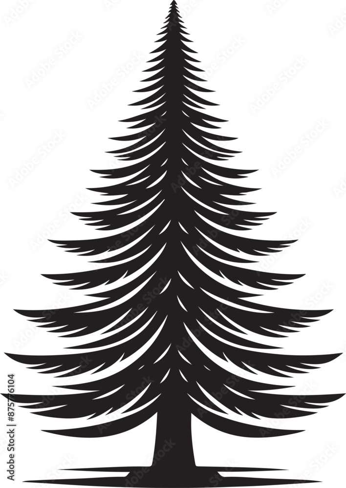 Naklejka premium Pinr tree design element,vector black color silhouette