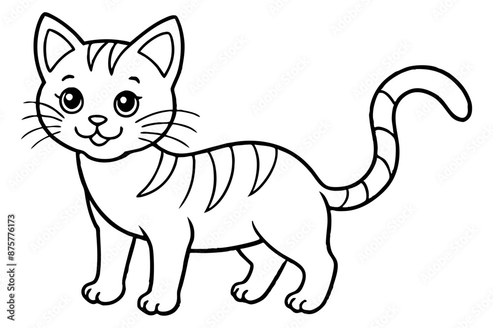 Naklejka premium Kitten icon silhouette vector line art illustration