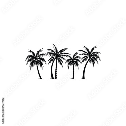 set of palm tree silhouette © mithun1990