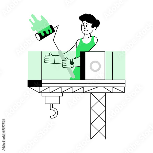 An outline mini illustration of renovation 

