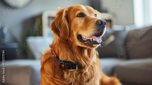 Labrador dog with digital screen and GPS modul © PaulShlykov