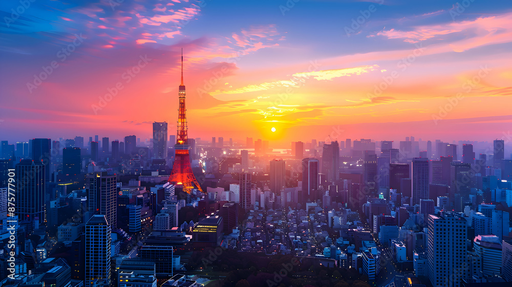 Fototapeta premium Business Consulting: A Japanese business consultant in Tokyo developing consulting reports with dynamic range optimization to ensure clear and detailed visual presentations