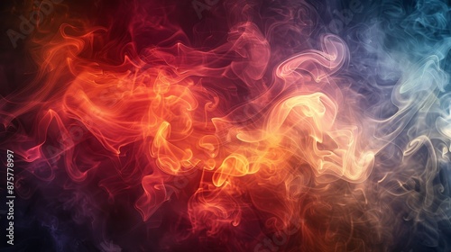 Abstract Smoke Swirls in Red, Orange, and Blue Hues