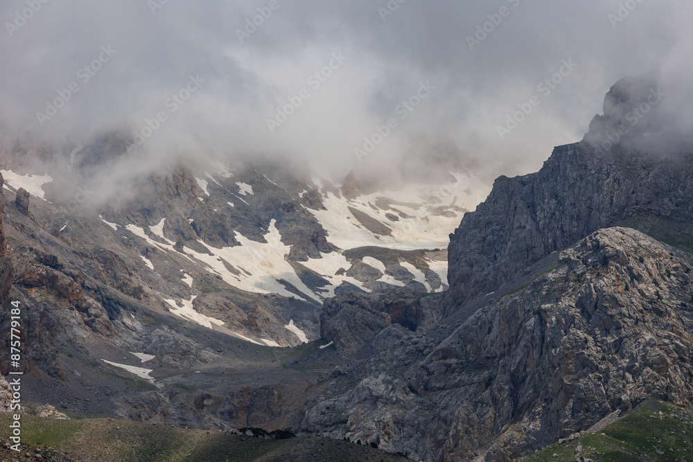 Beautiful colorful landscape. View of the mountain and clouds. Beautiful colorful landscape. View of the mountain and clouds.