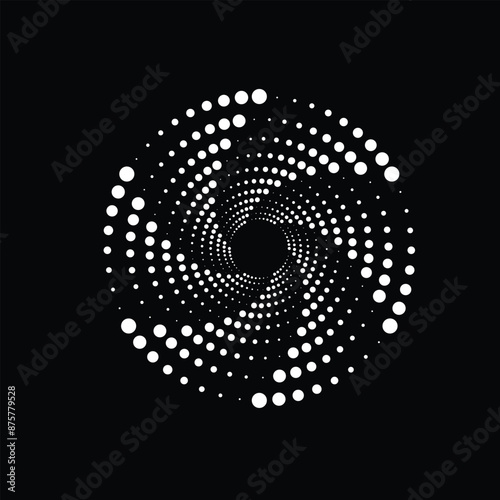 Vector dotted speed lines in vortex form. Geometric art. Segmented circle. Arc lines. Trendy design element for frame, round logo, sign, symbol, web, prints, posters, template, pattern, backdrop