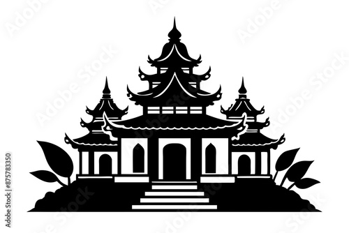 Buddhist temple icon silhouette vector art illustration