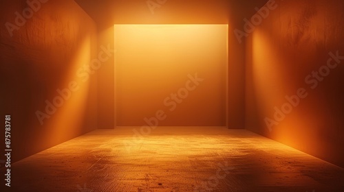 Abstract Room with Orange Walls and Light