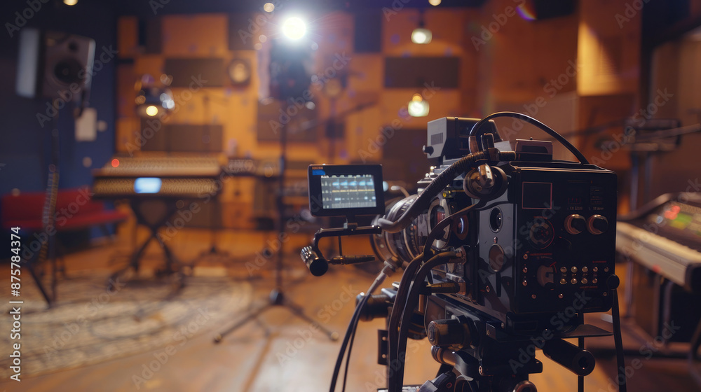 Video Camera in Use During Media Production in Recording Studio Video Camera in Use During Media Production in Recording Studio