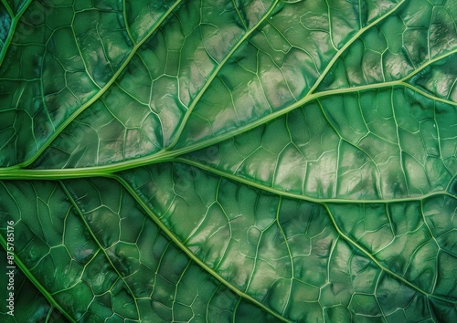 Close-up of green leaf texture background, macro photography style