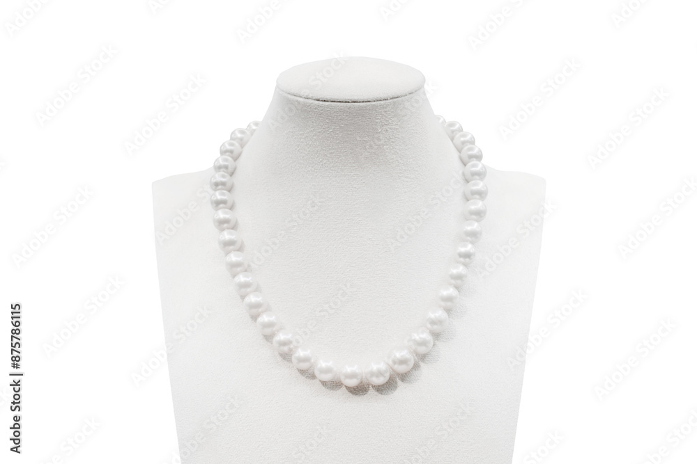 Pearl necklace on white mannequin isolated Pearl necklace on white mannequin isolated