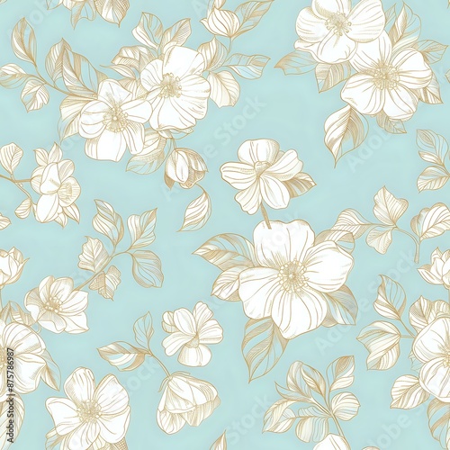 Mint Green Seamless Pattern with Neutral Backdrop