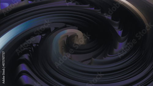 Abstract colorful swirl. Abstract background with twirl effect, optical illusion, spiral shape, curved and wavy pattern. Glowing whirlpool. 3D vector illustration