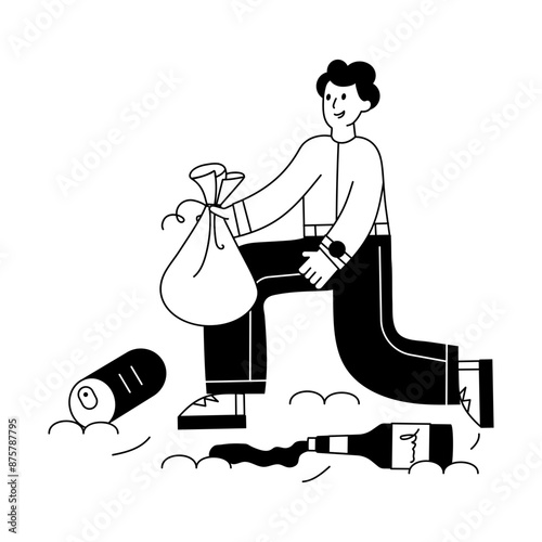 Get this cleaning up line style mini illustration 


