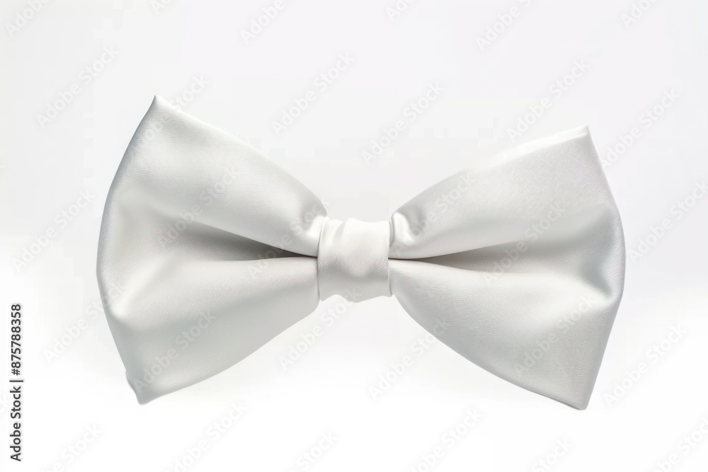 Elegant White Bow Tie on White Background Elegant White Bow Tie on White Background