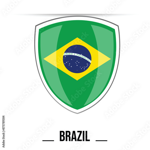 Free Download brazil flag. Brazilian national flag shield shape isolated vector illustration on white background for national day september 7 celebration. brazil flag for Flyers posters banner social media and web. - GFXLoad