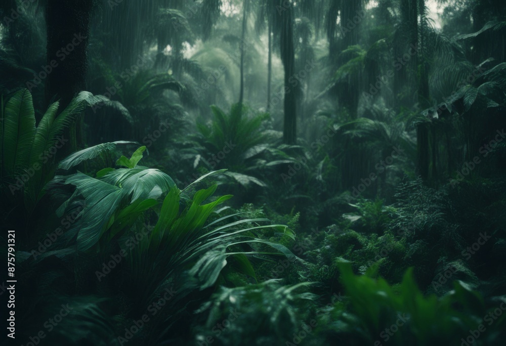 spring palm nature rain green background large dark monstera tropical exotic season colours ai natural forest plants shadow spring palm nature rain green background large dark monstera tropical exotic season colours ai natural forest plants shadow