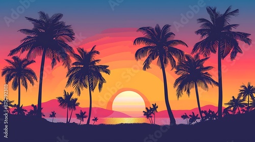 Tropical Sunset Over the Ocean © XtzStudio