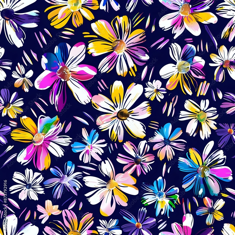 Stunning Hand-Painted Flower Seamless Design Stunning Hand-Painted Flower Seamless Design