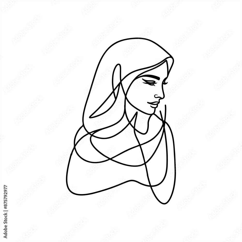 woman wear hijab muslim vector line art woman wear hijab muslim vector line art