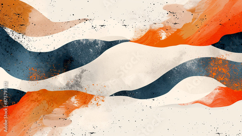 Wallpaper Mural Abstract orange and blue wavy shapes on white background Torontodigital.ca