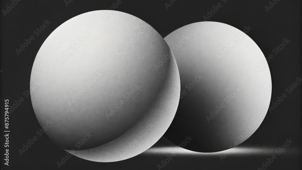 features two large, overlapping spheres against a dark background features two large, overlapping spheres against a dark background