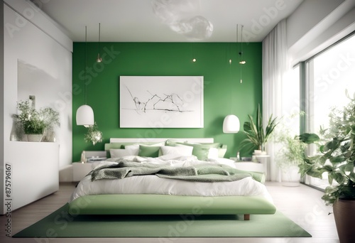 green interior find design exuding bed house modern ll white blend ai bright design generative green style freedom bedroom home furniture contemporary modern white   