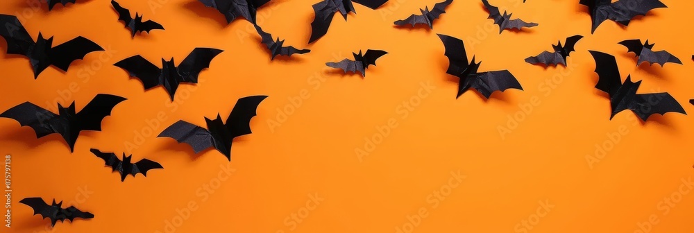 Black Bats on Orange Background Black Bats on Orange Background