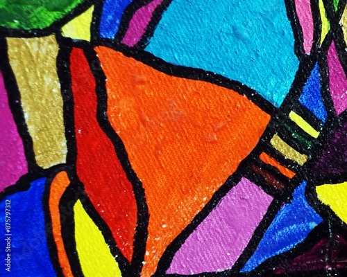 art oil painting abstract stained glass geometric shape 