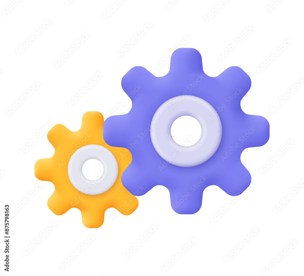 Cogwheel gear, setting symbol. Technical support, repair, optimization and workflow concept. 3d vector icon. Cartoon minimal style. Cogwheel gear, setting symbol. Technical support, repair, optimization and workflow concept. 3d vector icon. Cartoon minimal style.