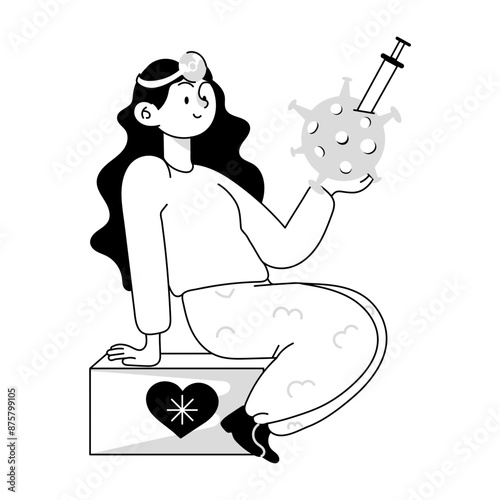 Doodle mini illustration of killing bacteria 


